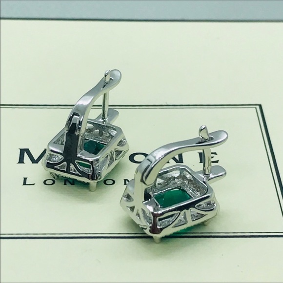 Emerald Sterling Silver Earrings - Picture 3 of 7